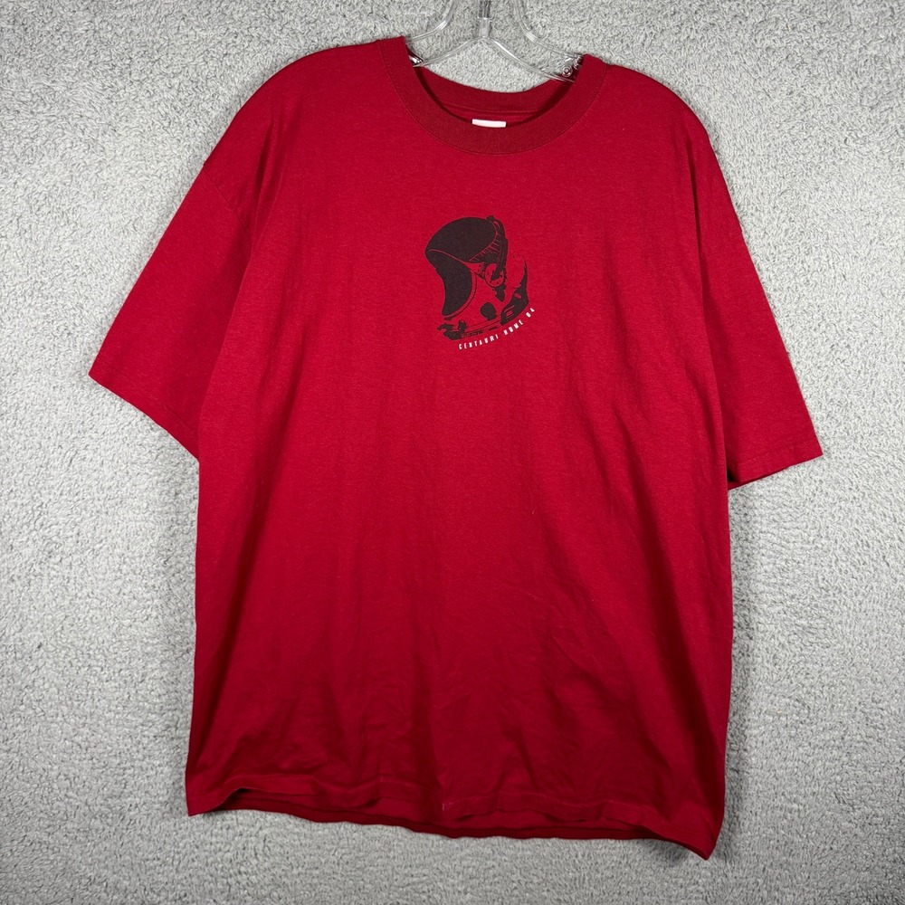 Vintage Anvil Mens Centauri Home 04 Xenoviv Graphic Shirt Red XL Astronaut Space